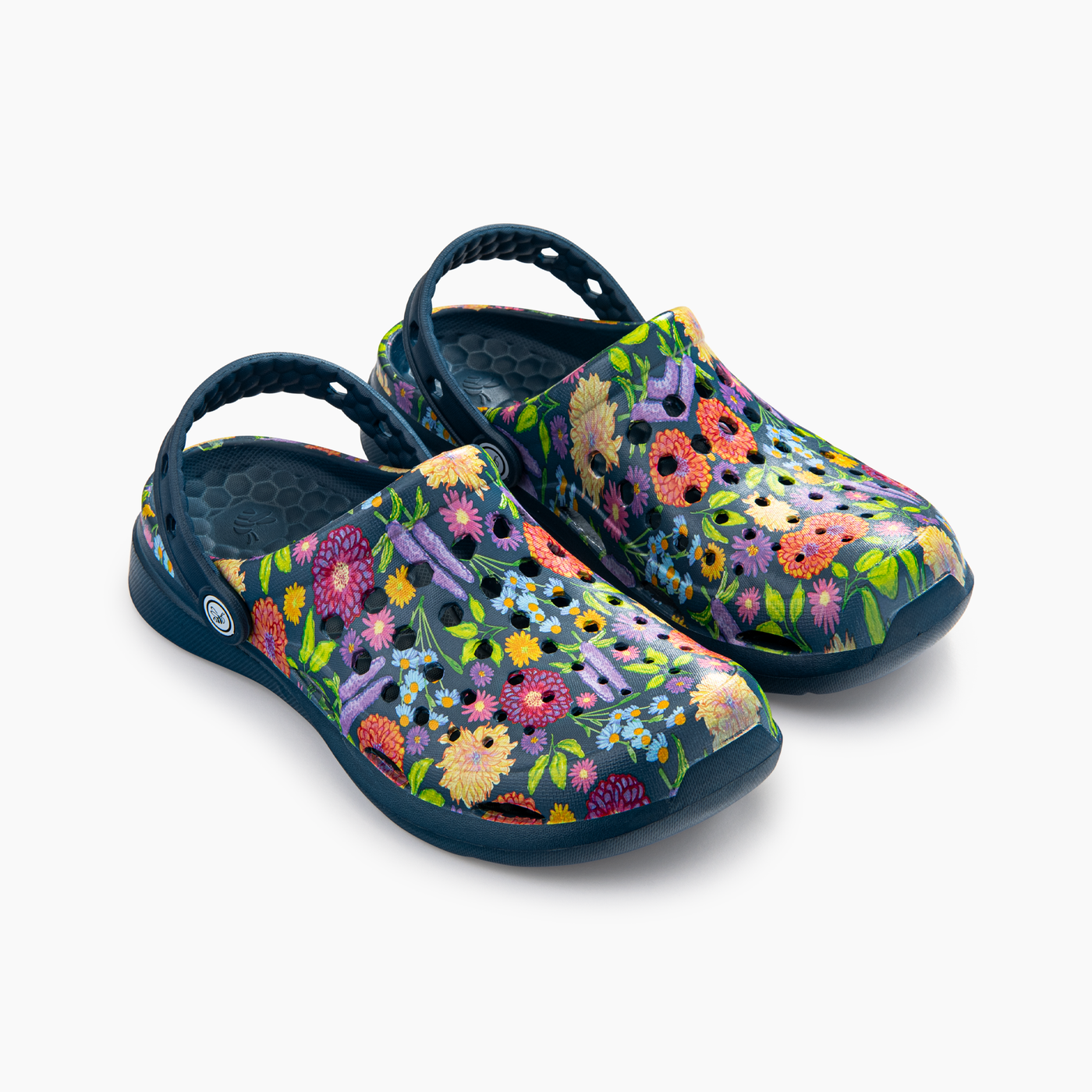 Navy Painted Floral Womens Active Clog#color_navy-painted-floral
