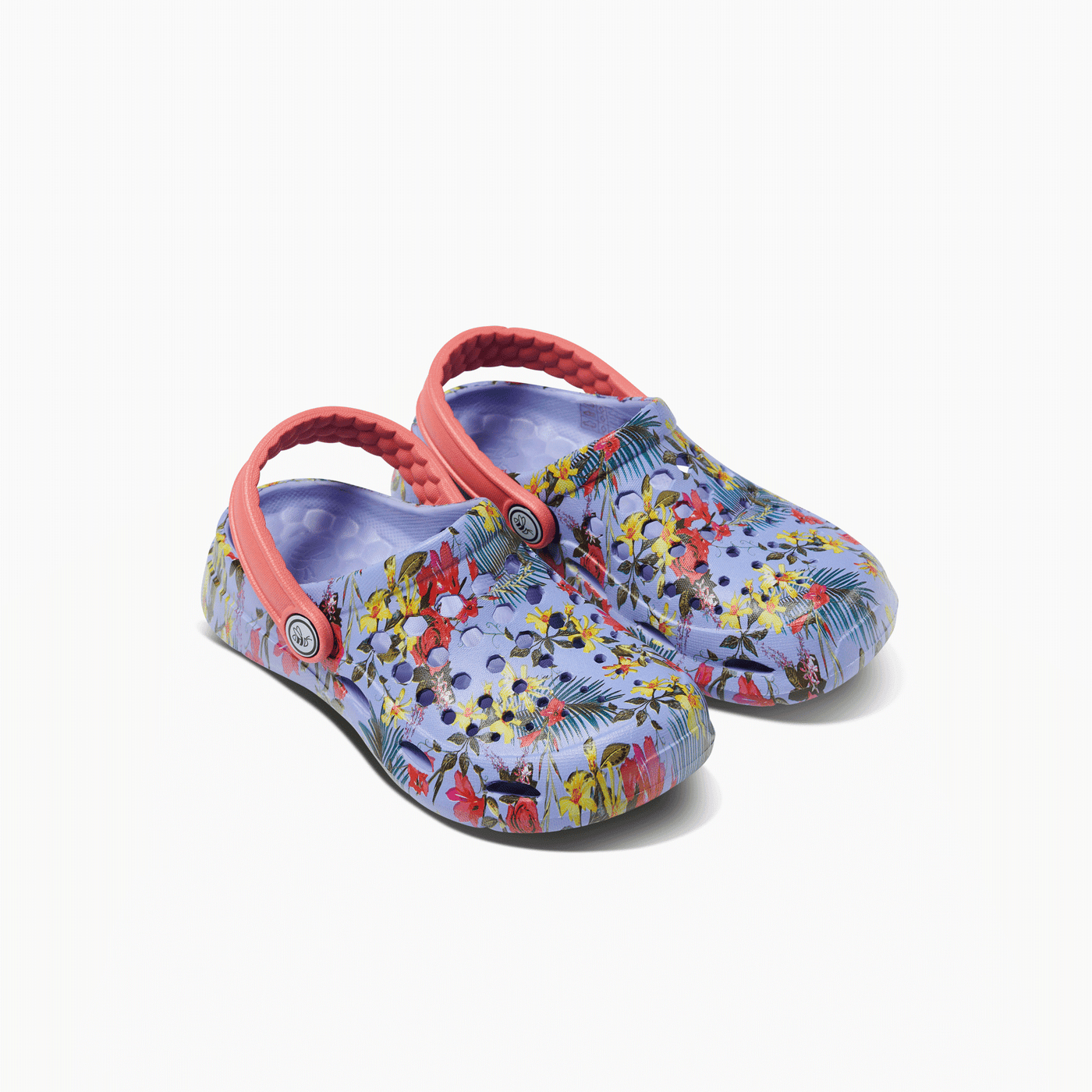 Blue Iris Tropical Floral Kids Active Clog#color_blue-iris-tropical-floral