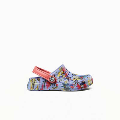 Blue Iris Tropical Floral Kids Active Clog#color_blue-iris-tropical-floral