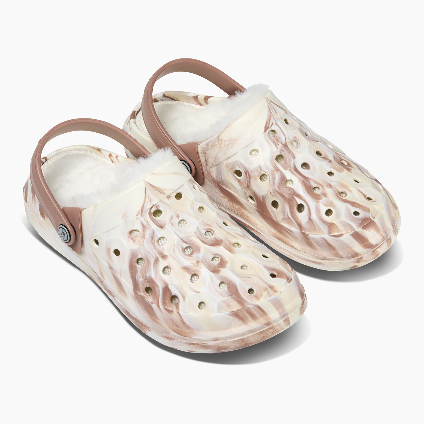 Marbled Brown Natural Adult Varsity Lined Clog#color_marbled-brown-natural