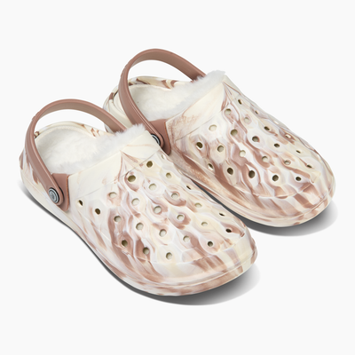 Marbled Brown Natural Adult Varsity Lined Clog#color_marbled-brown-natural