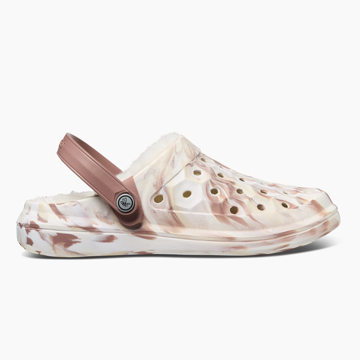 Marbled Brown Natural Adult Varsity Lined Clog#color_marbled-brown-natural