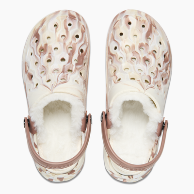 Marbled Brown Natural Adult Varsity Lined Clog#color_marbled-brown-natural