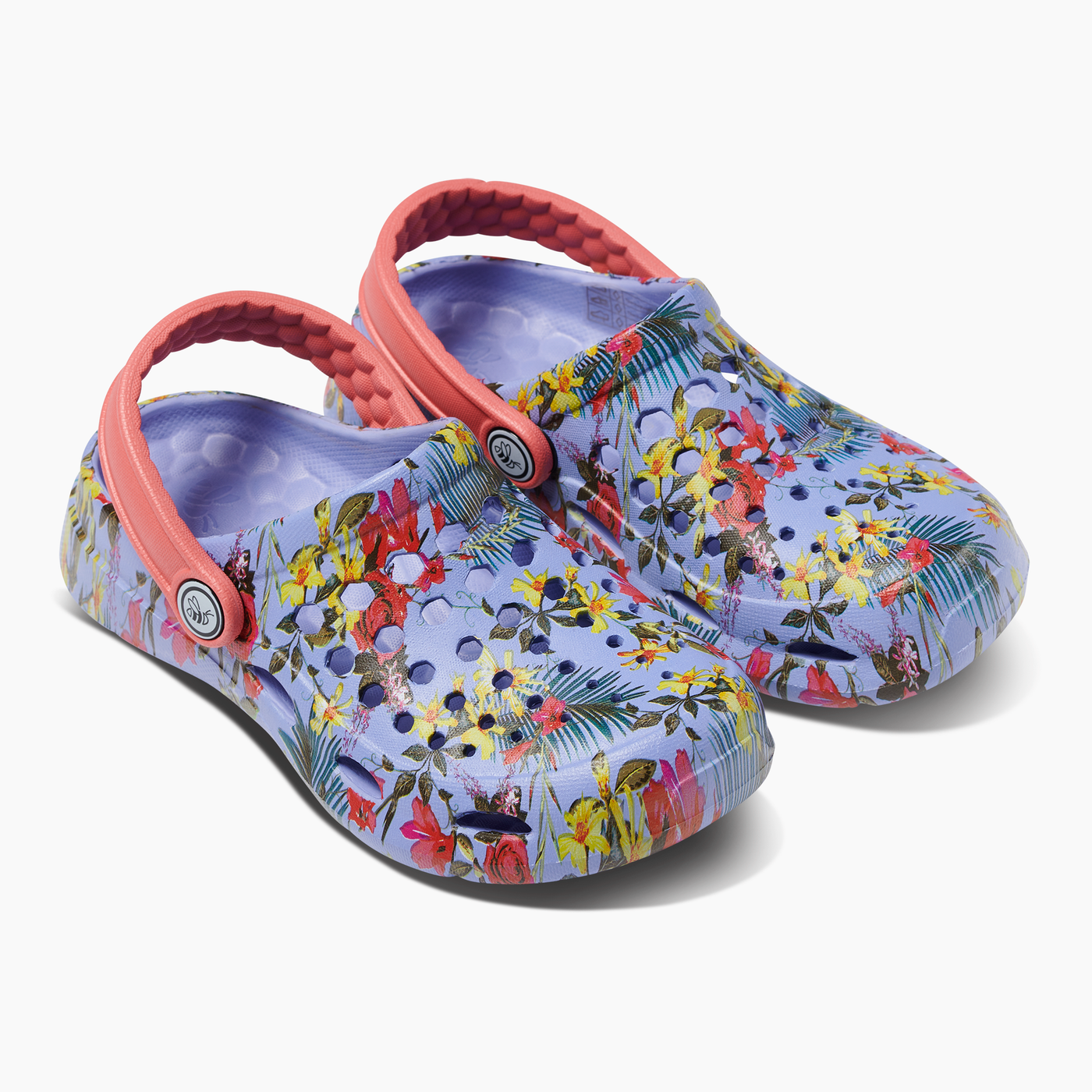 Blue Iris Tropical Floral Kids Active Clog#color_blue-iris-tropical-floral