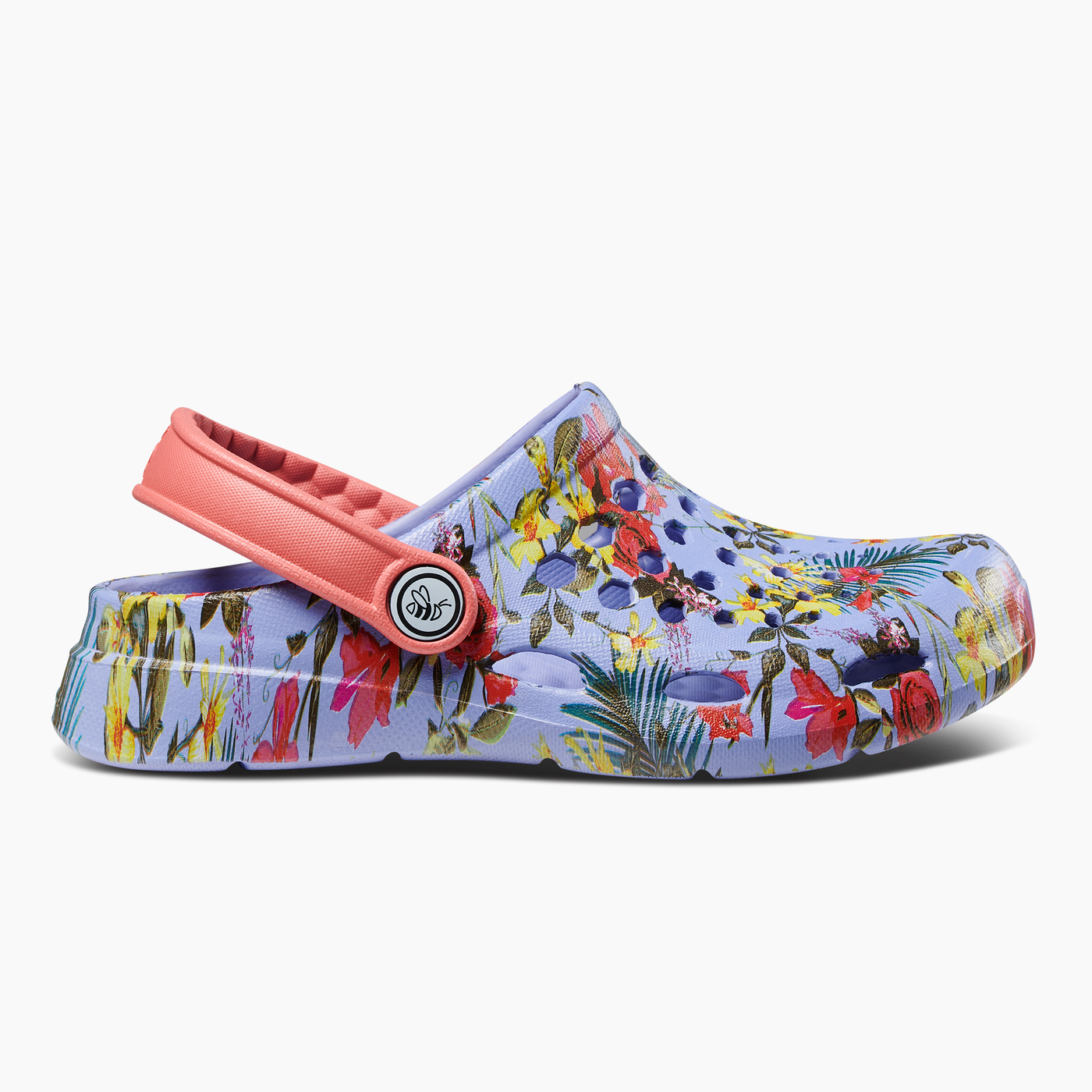 Blue Iris Tropical Floral Kids Active Clog#color_blue-iris-tropical-floral