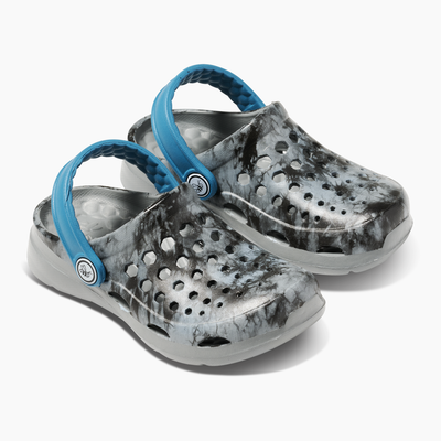 Grey and Black Acid Wash / Deep Teal Kids Active Clog#color_grey-and-black-acid-wash-deep-teal