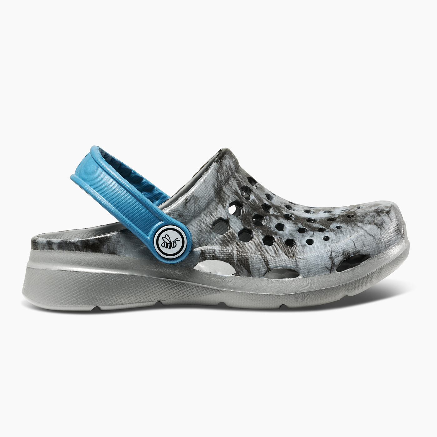 Grey and Black Acid Wash / Deep Teal Kids Active Clog#color_grey-and-black-acid-wash-deep-teal