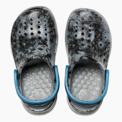 Grey and Black Acid Wash / Deep Teal Kids Active Clog#color_grey-and-black-acid-wash-deep-teal