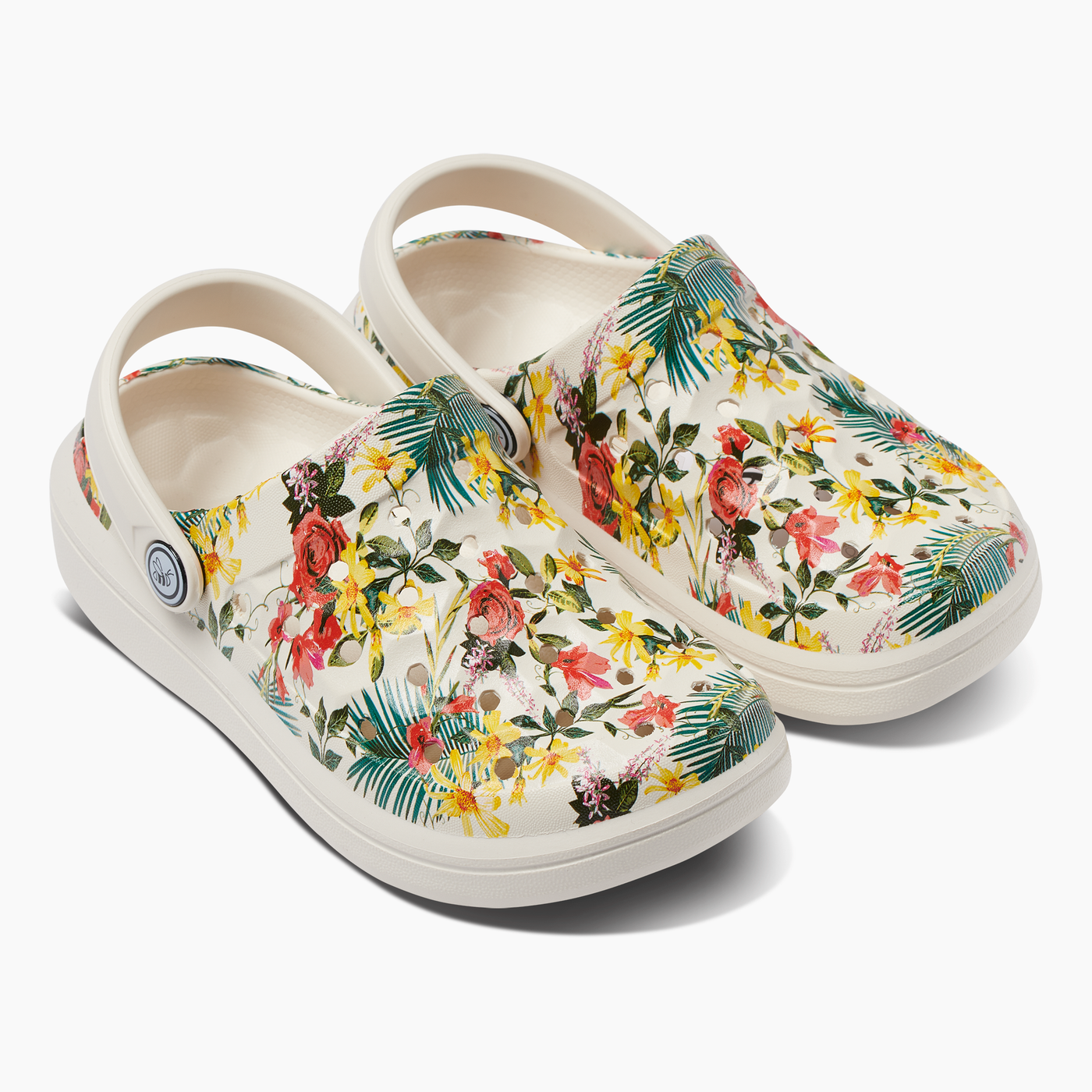 Bone Tropical Floral Kids' Varsity Clog#color_bone-tropical-floral