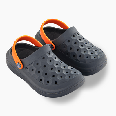 Charcoal / Orange Kids' Varsity Clog#color_charcoal-orange