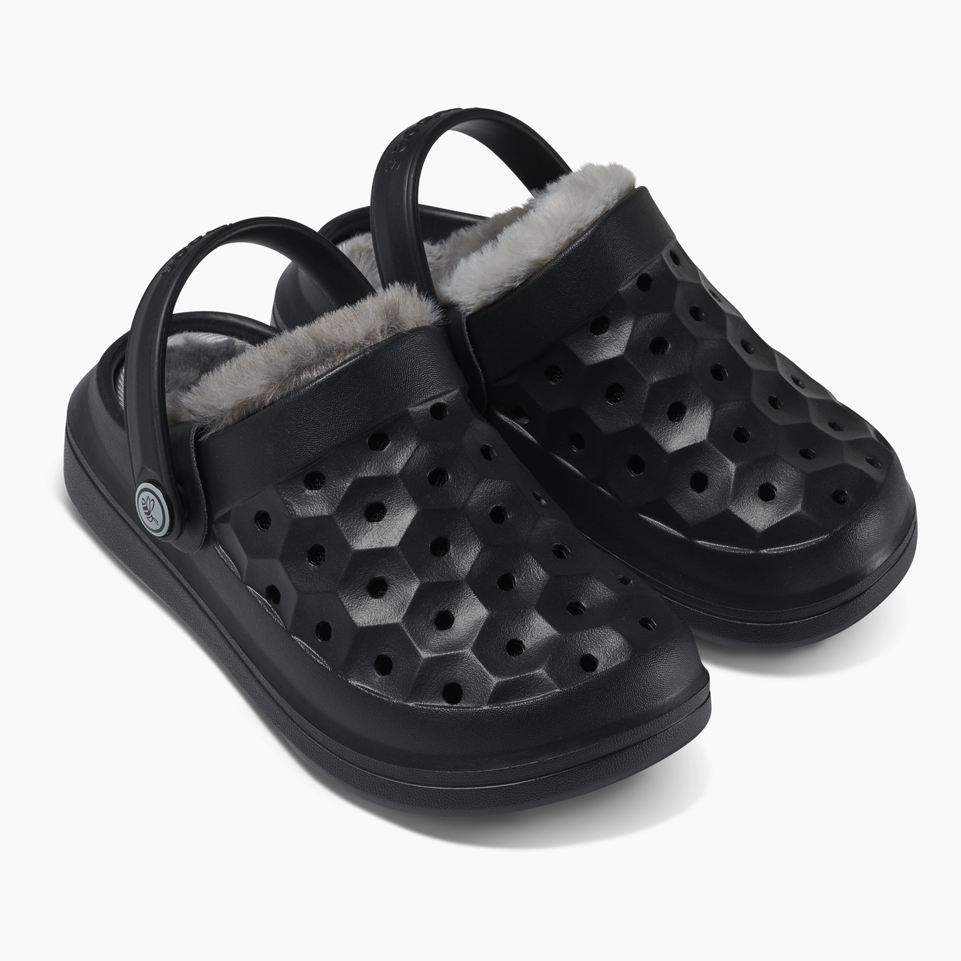 Black Charcoal Tie Dye Kids Varsity Lined Clog#color_black-charcoal-tie-dye