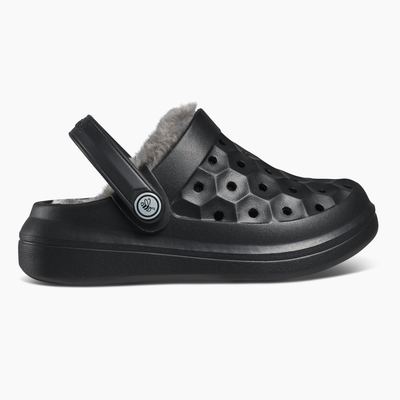 Black Charcoal Tie Dye Kids Varsity Lined Clog#color_black-charcoal-tie-dye