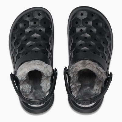 Black Charcoal Tie Dye Kids Varsity Lined Clog#color_black-charcoal-tie-dye