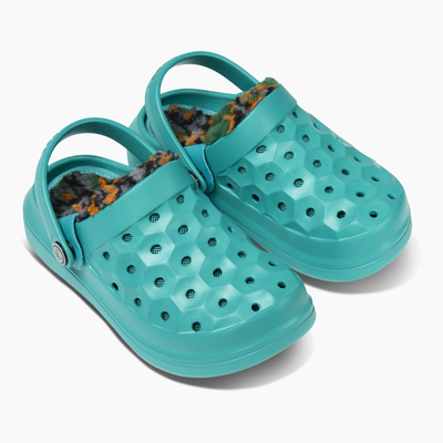Bluegrass Green Diamond Kids Varsity Lined Clog#color_bluegrass-green-diamond