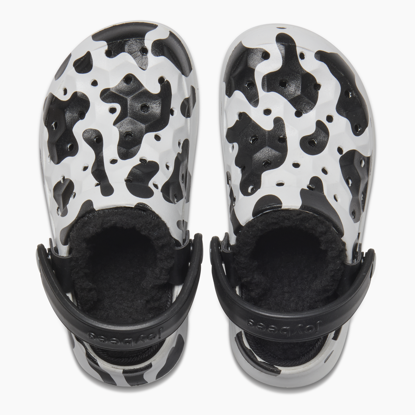 Graphic Cow Black Kids Varsity Lined Clog#color_graphic-cow-black