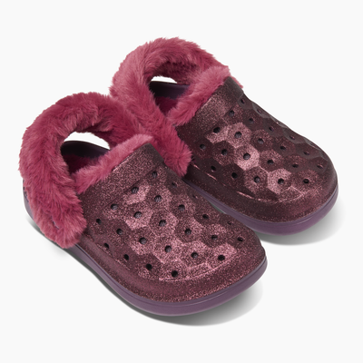 Glitter Mulberry Kids Varsity Lined Clog#color_glitter-mulberry