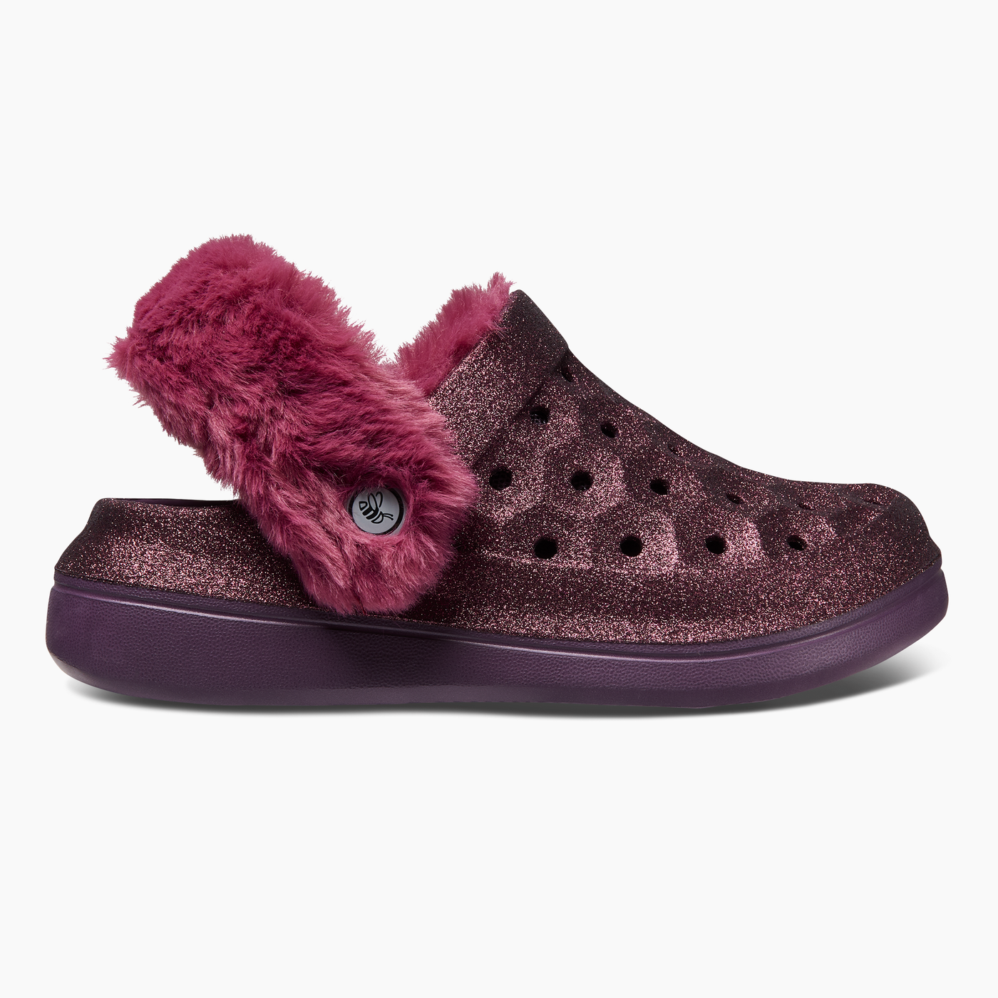 Glitter Mulberry Kids Varsity Lined Clog#color_glitter-mulberry