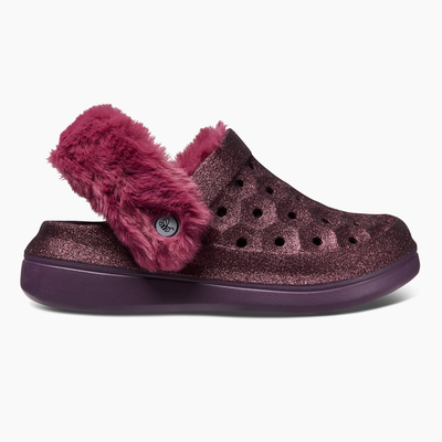 Glitter Mulberry Kids Varsity Lined Clog#color_glitter-mulberry