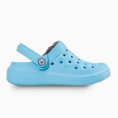 Sky Blue/Grey Cloud Tie Dye Kids' Varsity Lined Clog#color_sky-blue-grey-cloud-tie-dye