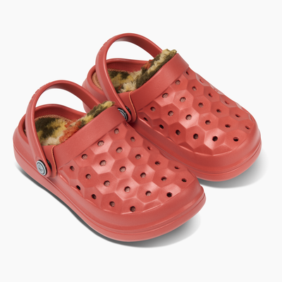Wild Poppy Red Diamond Kids Varsity Lined Clog#color_wild-poppy-red-diamond