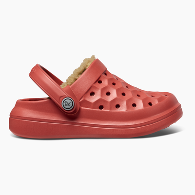 Wild Poppy Red Diamond Kids Varsity Lined Clog#color_wild-poppy-red-diamond