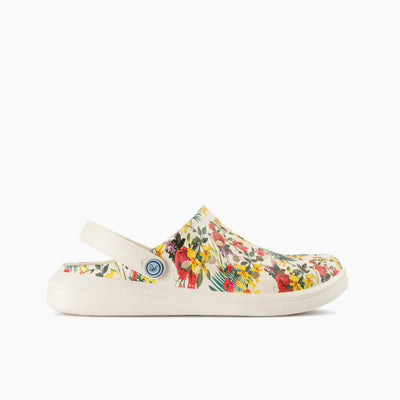 Bone Tropical Floral Women's Varsity Clog#color_bone-tropical-floral