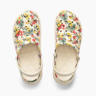 Bone Tropical Floral Women's Varsity Clog#color_bone-tropical-floral