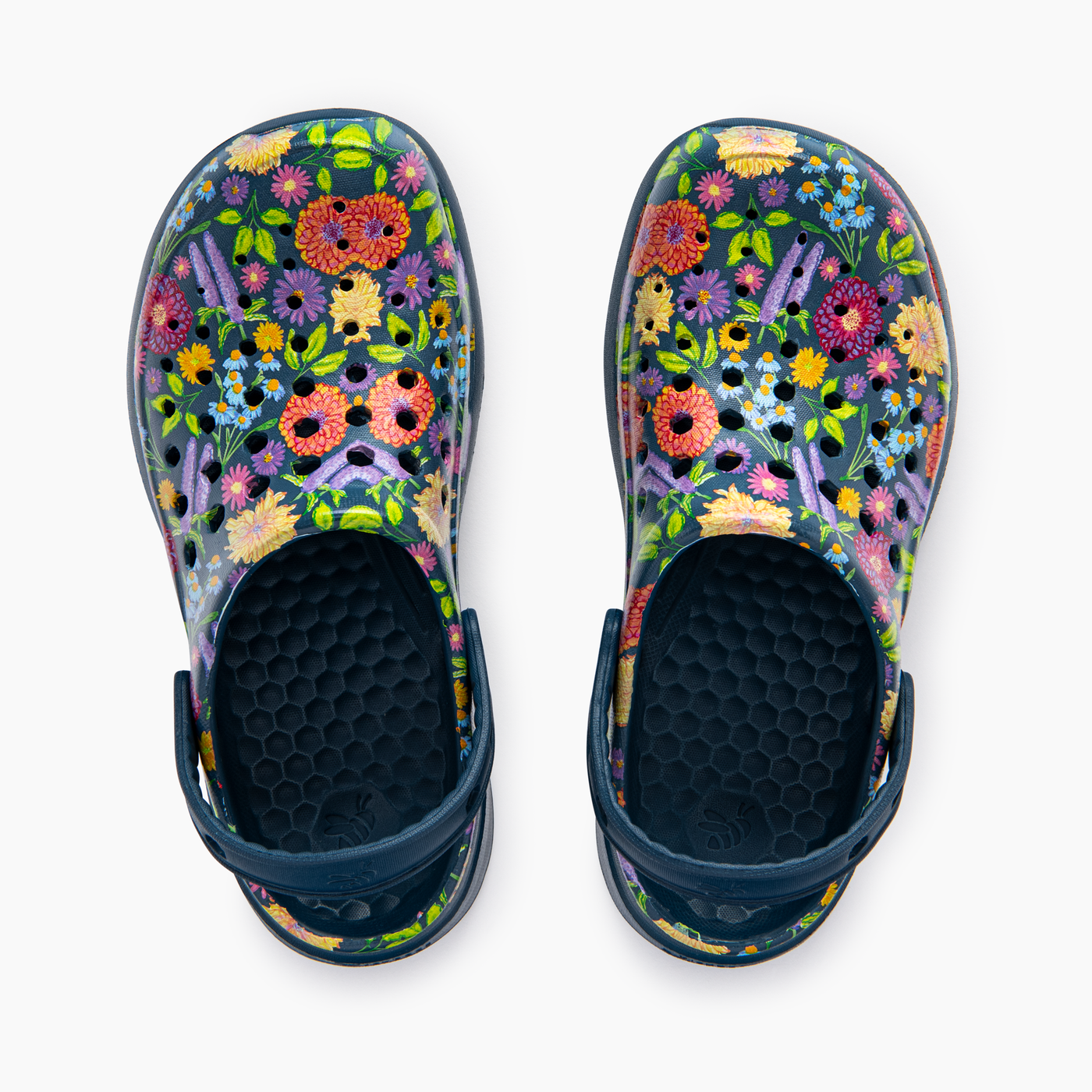 Navy Painted Floral Womens Active Clog#color_navy-painted-floral