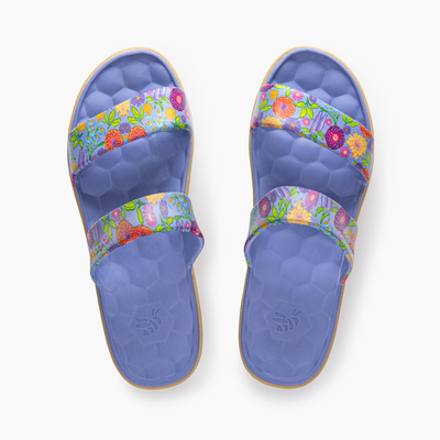 Blue Iris Painted Floral Womens Cute Sandal#color_blue-iris-painted-floral