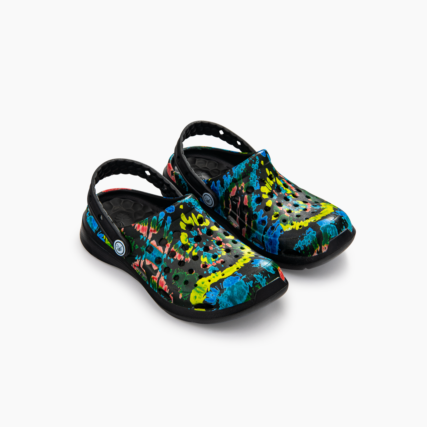 Black Spiral Tie Dye Kids Active Clog#color_black-spiral-tie-dye