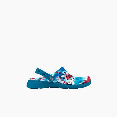 Red White Blue Tie Dye Kids Active Clog#color_red-white-blue-tie-dye