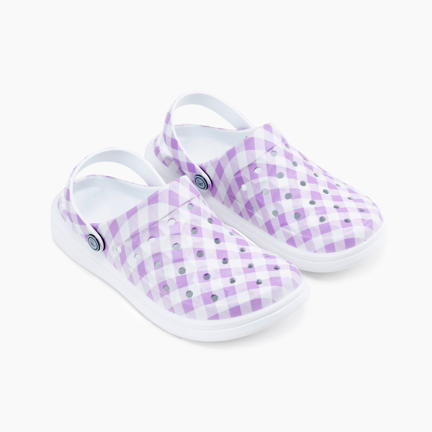 Lilac Gingham Womens Varsity Clog#color_lilac-gingham
