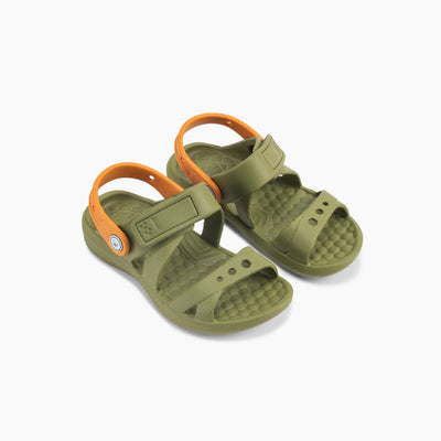 Olive/Burnt Orange Kids Adventure Sandal#color_olive-burnt-orange