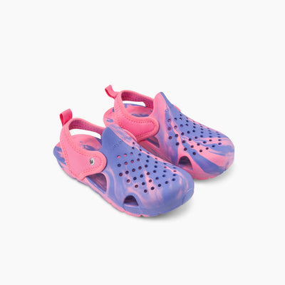 Blue Iris/Soft Pink Marbled Kids Creek Sandal#color_blue-iris-soft-pink-marbled