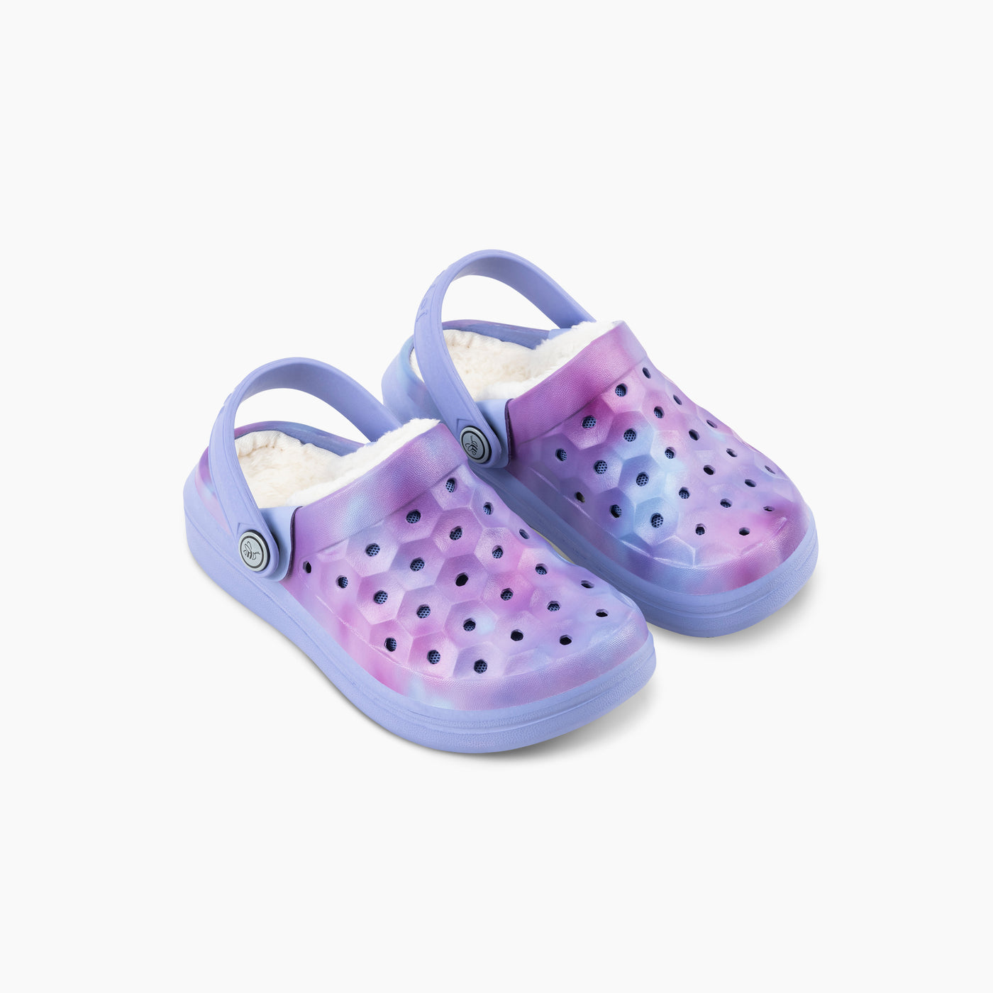 Blue Iris Cloud Tie Dye Kids' Varsity Lined Clog#color_blue-iris-cloud-tie-dye
