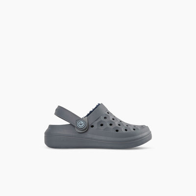 Charcoal/True Navy Kids' Varsity Lined Clog#color_charcoal-true-navy