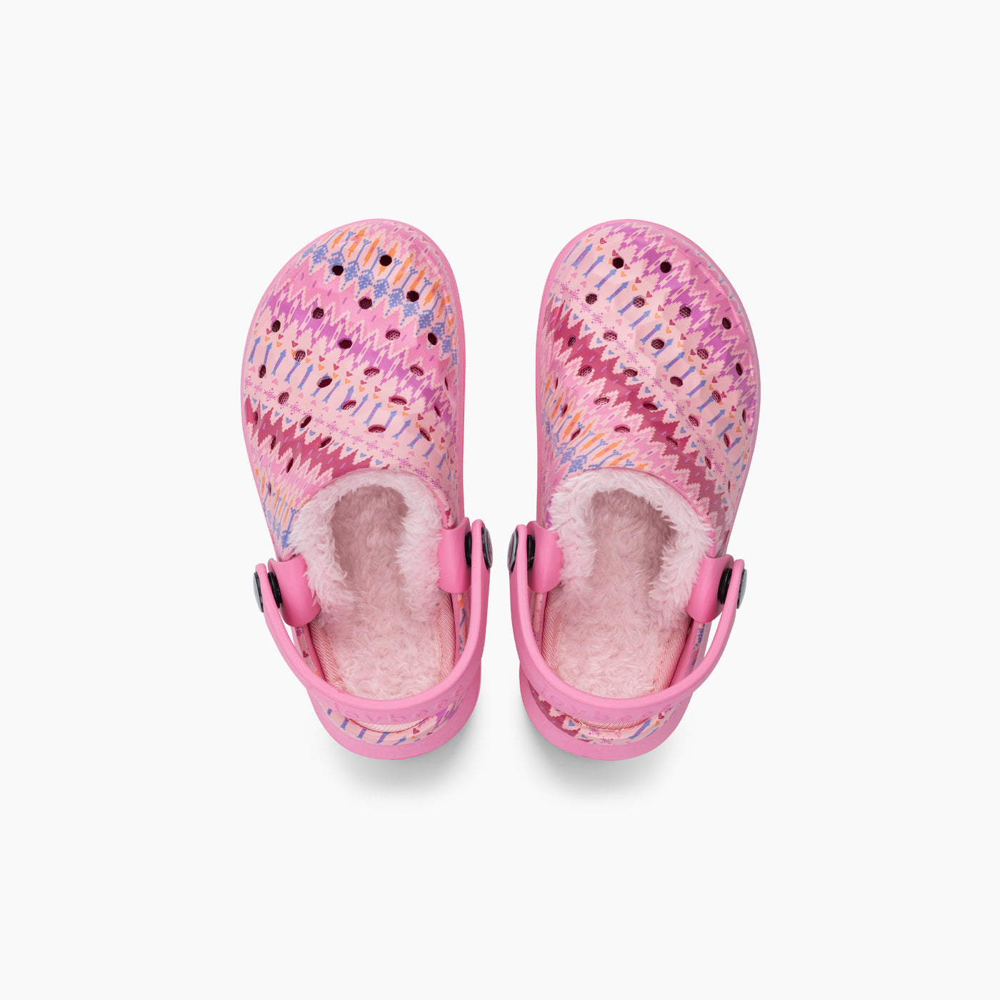 Soft Pink Fair Isle Kids' Varsity Lined Clog#color_soft-pink-fair-isle